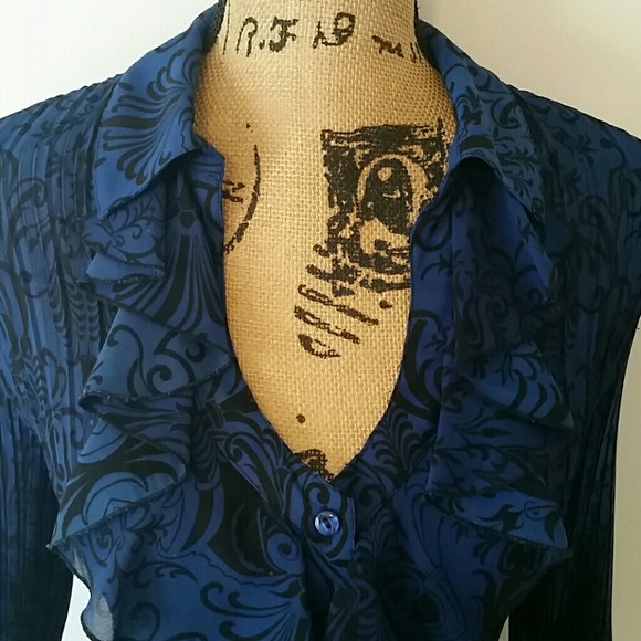 Dress Barn Tops - Dress Barn Blue & Black Blouse Top Size XL